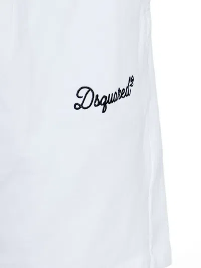 Dsquared2 Drawstring Embroidered-logo Track Shorts In White
