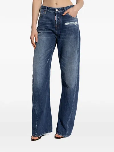 Dsquared2 Distressed Trousers In Blue