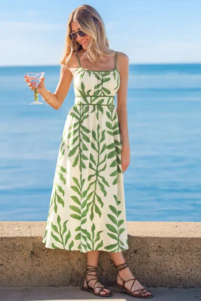 Cupshe Soft Sunshine Tropical Midi Dress In Green