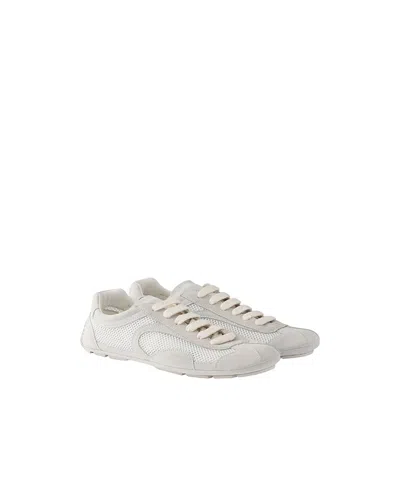 Prada Montecarlo Re-edition 2005 Suede And Mesh Sneakers In White