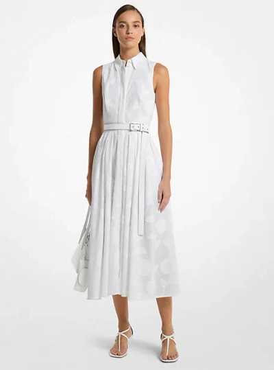 Michael Kors Collection Sleeveless Cotton Jacquard Shirtdress In White