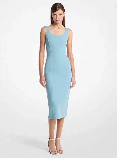 Michael Kors Double Faced Stretch Wool Crepe Scoopneck Sheath Dress In Blue