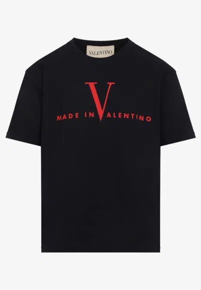 Valentino Crew Neck Short Sleeve T-shirt Design In Black