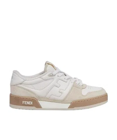 Fendi Match White Suede Low-cut Shoes In Multi