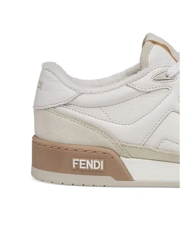 Fendi Match White Suede Low-cut Shoes In Multi