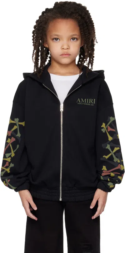 Amiri Bones Print Zip Hoodie In Black