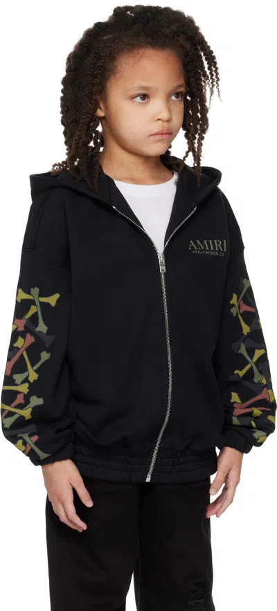 Amiri Bones Print Zip Hoodie In Black