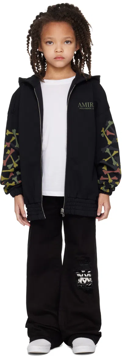 Amiri Bones Print Zip Hoodie In Black