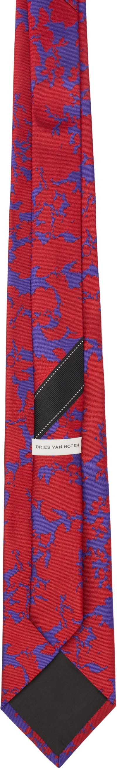 Dries Van Noten Printed Silk Tie In Multi