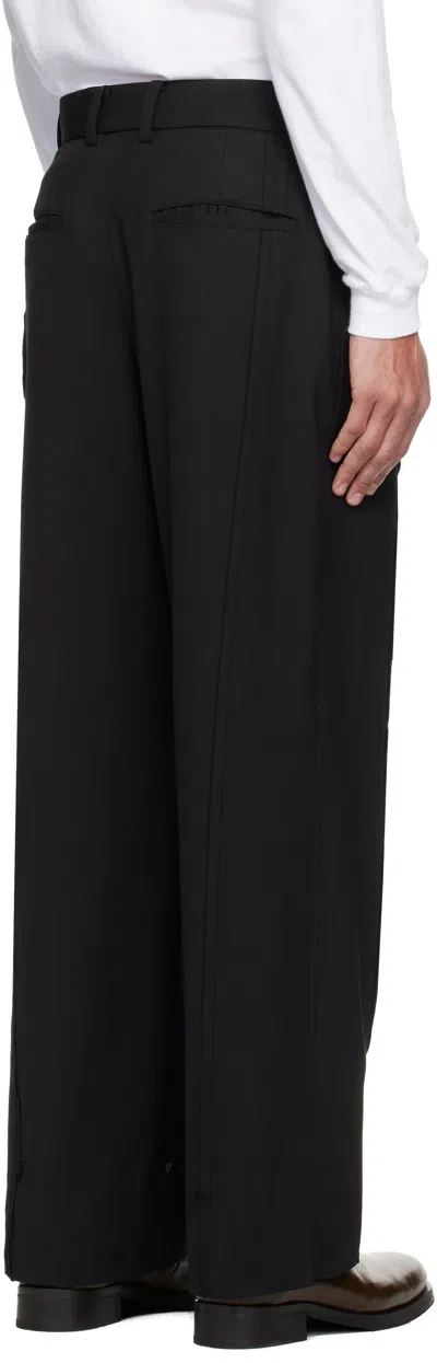 Solid Homme Black Panel Slit Wool Trousers In Black