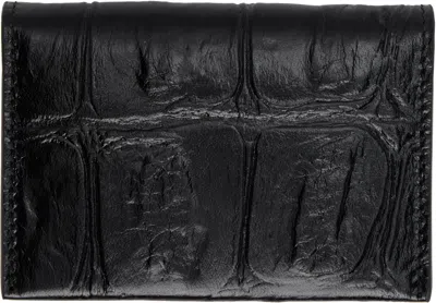 Acne Studios Black Folded Leather Card Holder In Black