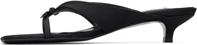 Totême Bow Satin Sandals Black