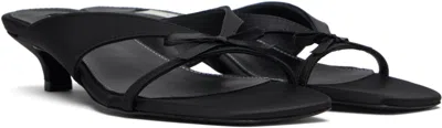 Totême Bow Satin Sandals Black