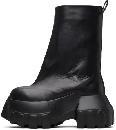 Rick Owens Black Hollywood Flared Mega Tractor Boots In Black