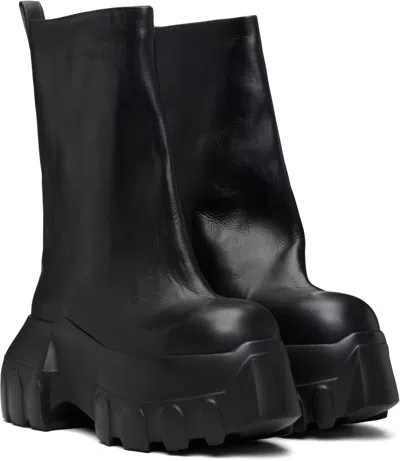 Rick Owens Black Hollywood Flared Mega Tractor Boots In Black