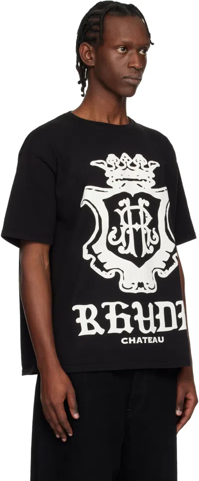 Rhude Black Oversized Chateau Crest T-shirt In Black