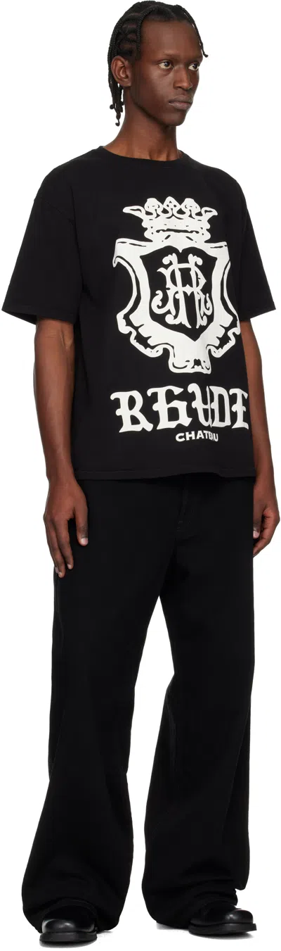 Rhude Black Oversized Chateau Crest T-shirt In Black