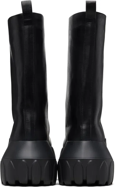 Rick Owens Black Hollywood Flared Mega Tractor Boots In Black