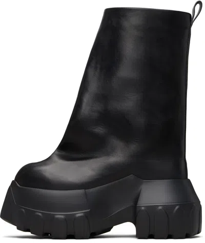 Rick Owens Black Hollywood Flared Mega Tractor Boots In Black
