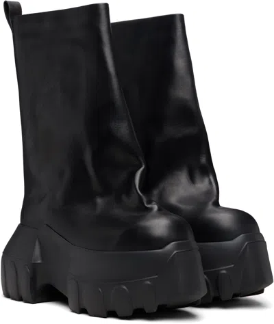 Rick Owens Black Hollywood Flared Mega Tractor Boots In Black