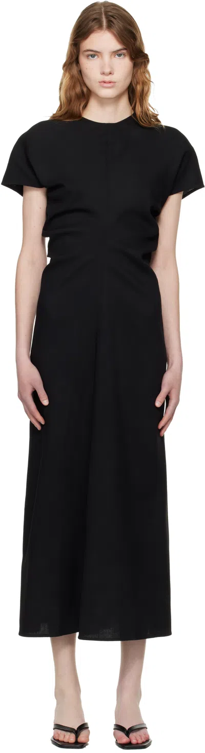 Totême Maxi Dress With Short Sleeves And Shine In Black