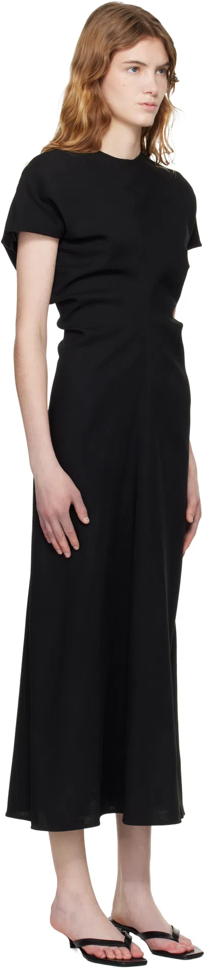 Totême Maxi Dress With Short Sleeves And Shine In Black