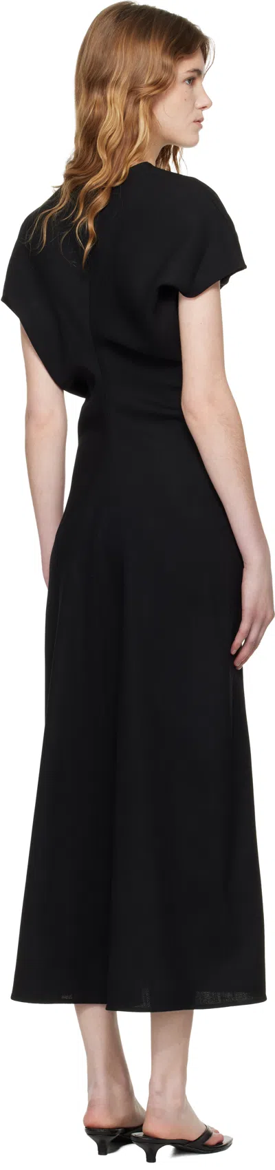 Totême Maxi Dress With Short Sleeves And Shine In Black