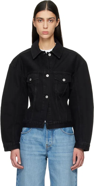 Jacquemus La Veste De Nimes Black Jacket With Rear Belt In Denim Woman In Black