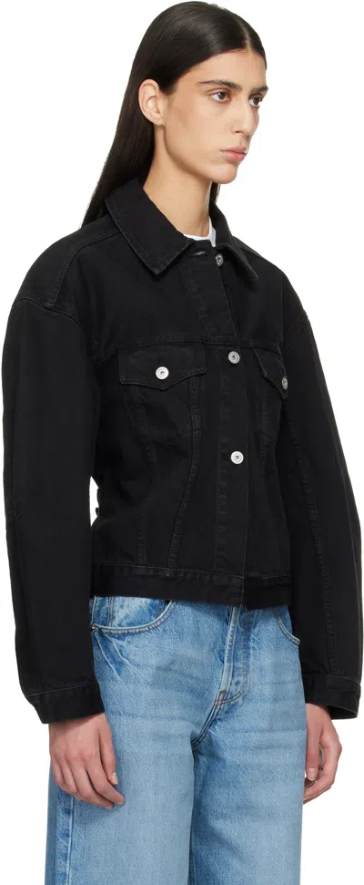 Jacquemus La Veste De Nimes Black Jacket With Rear Belt In Denim Woman In Black