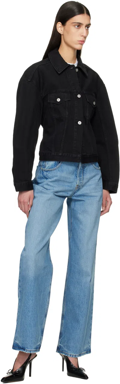 Jacquemus La Veste De Nimes Black Jacket With Rear Belt In Denim Woman In Black