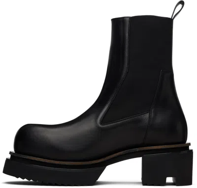 Rick Owens Chunky Sole Ankle Boots With Elastic Panels In Black
