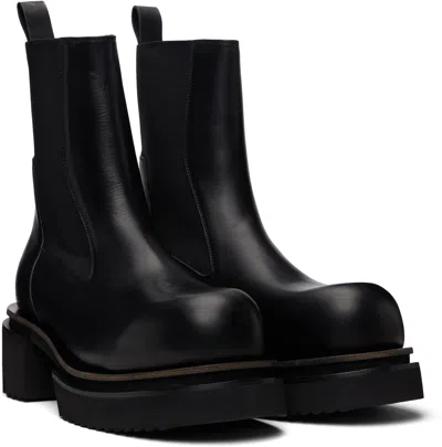 Rick Owens Chunky Sole Ankle Boots With Elastic Panels In Black
