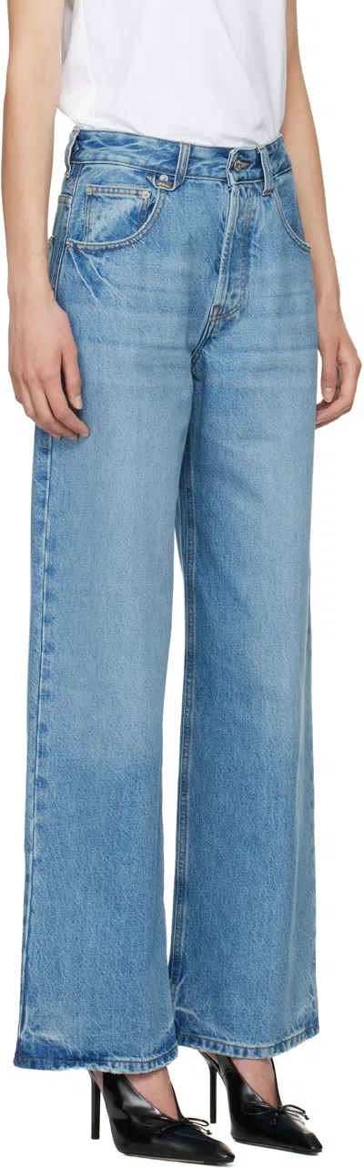 Jacquemus High-waisted Wide-leg Denim Pants With Signature Detail In Blue