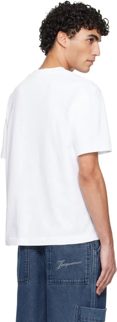 Jacquemus Le T-shirt Gros Grain White T-shirt With Logo Patch On The Front In Cotton Man In White