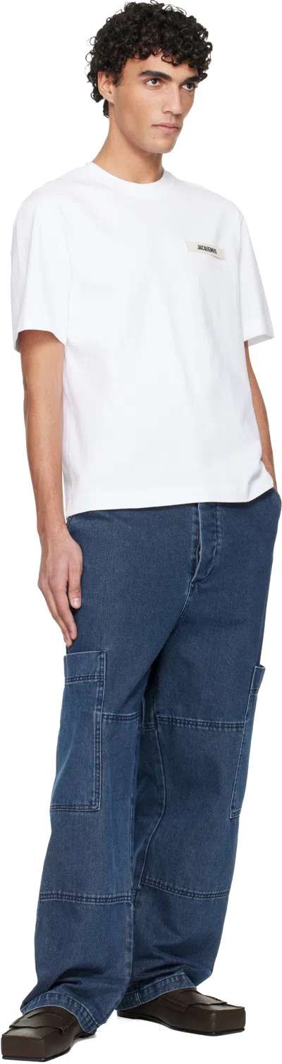 Jacquemus Le T-shirt Gros Grain White T-shirt With Logo Patch On The Front In Cotton Man In White