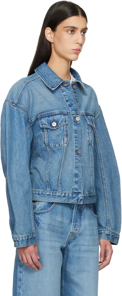 Jacquemus Classic Cotton Denim Jacket With Tailored Hem And Chest Pockets In Blue