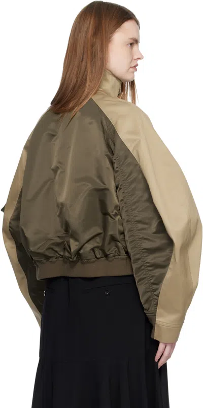 Sacai Oversized Cotton-canvas And Shell Bomber Jacket In Brown