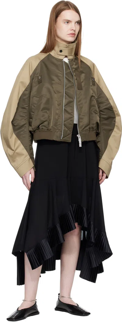 Sacai Oversized Cotton-canvas And Shell Bomber Jacket In Brown