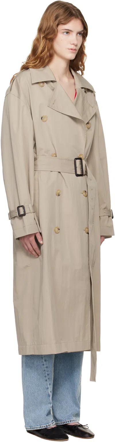 Totême Clay Crisp Cotton Blend Double-breasted Trench Coat In Neutral