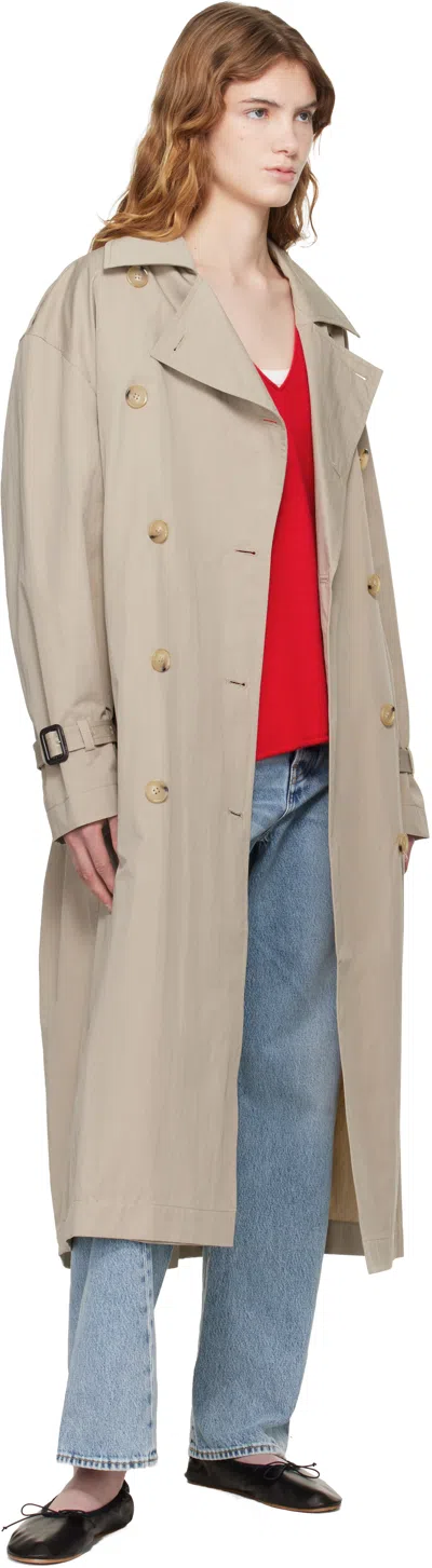 Totême Clay Crisp Cotton Blend Double-breasted Trench Coat In Neutral