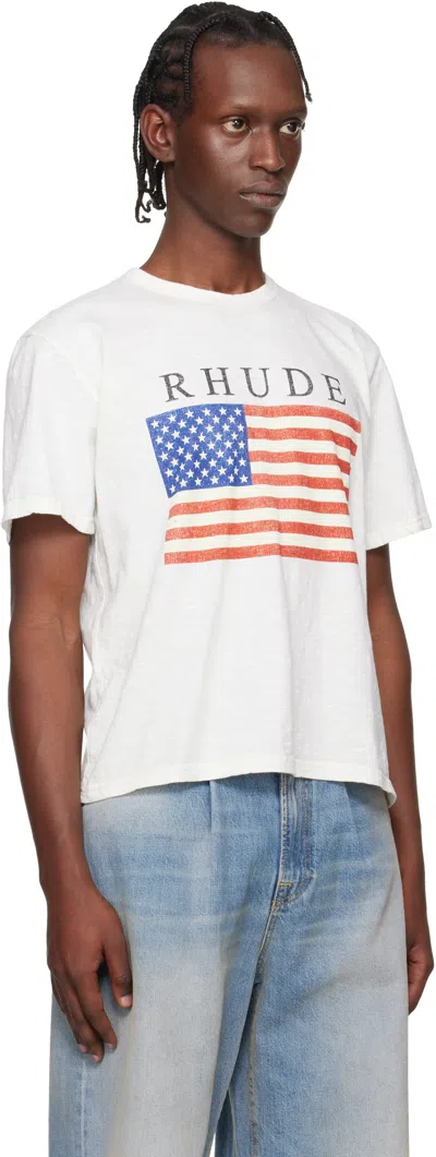 Rhude Graphic Print Crew Neck Short Sleeve T-shirt In White