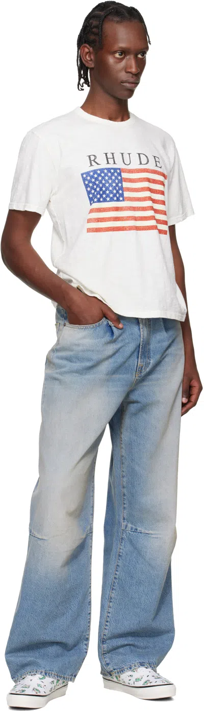 Rhude Graphic Print Crew Neck Short Sleeve T-shirt In White