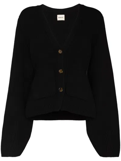 Khaite Scarlet Cashmere Cropped Cardigan In Black