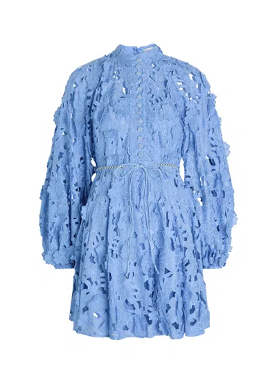 Zimmermann Womens Jacaranda Patience Long-sleeve Cotton Mini Dress Xs In Blue
