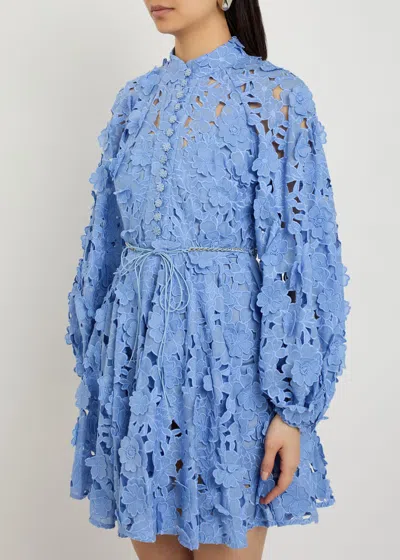 Zimmermann Womens Jacaranda Patience Long-sleeve Cotton Mini Dress Xs In Blue