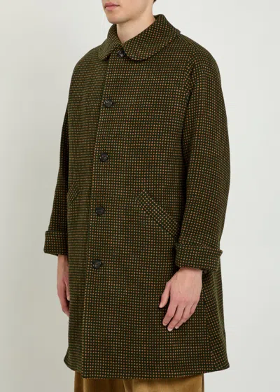 Bode Hedgerow Polka Dot-jacquard Wool Coat In Brown