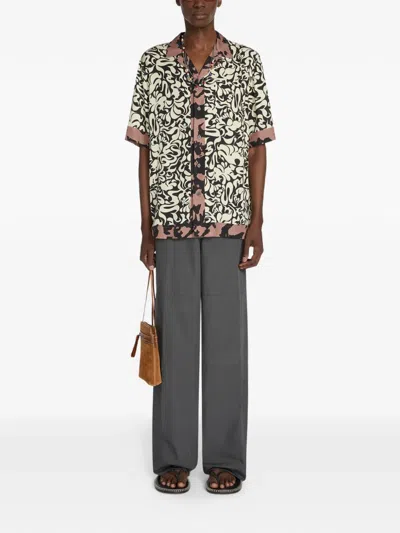 Dries Van Noten Short-sleeve Abstract Pattern Shirt With Camp Collar In Multi