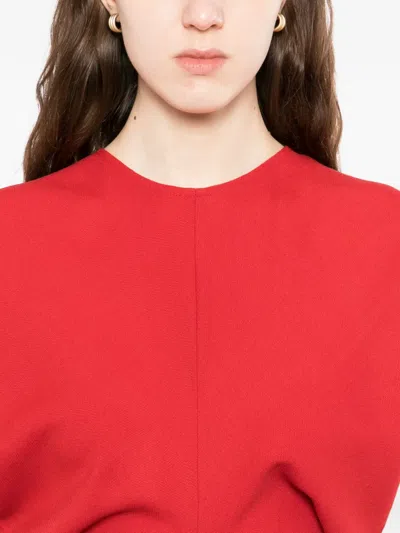 Totême Slouch Waist Gathered Wool-crepe Maxi Dress In Red