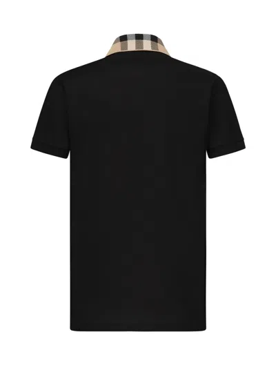 Burberry Piquet Polo Shirt With Check Collar Man In Multi
