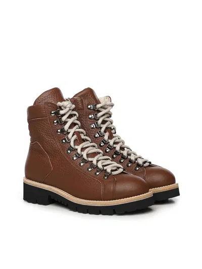 Eleventy Leather Boots In Brown